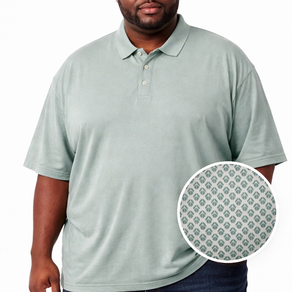 Maelreg Men's 4XL Performance Golf Polo Shirt Green Geometric Stretch Dry Fit